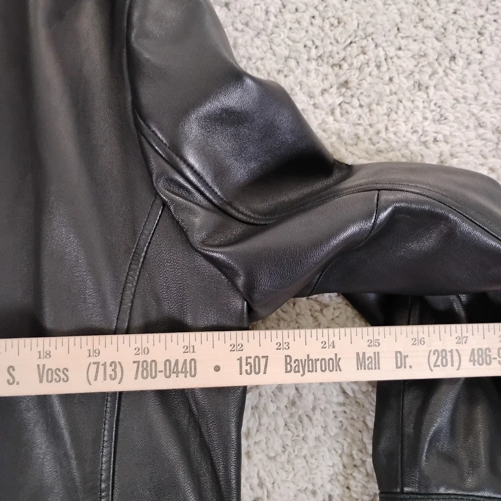 Vintage Banana Republic Jacket Mens Medium Black Leather Zip Biker Coat 90s Moto